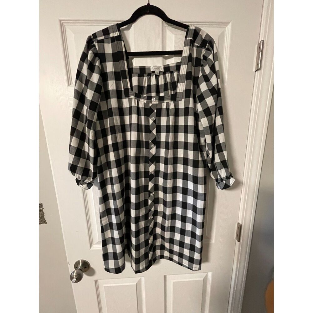 MUD PIE BLACK GINGHAM ATLANTA SWING DRESS Size Large